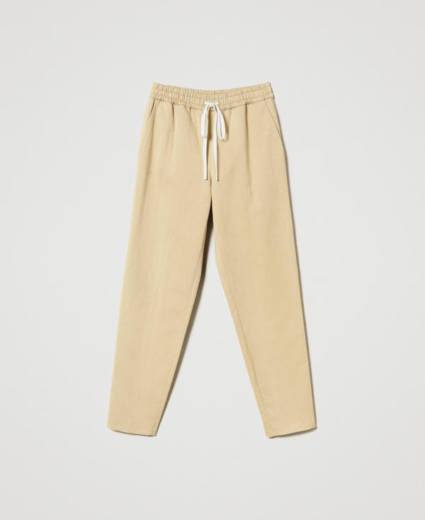 Pantaloni joggers in misto lino
