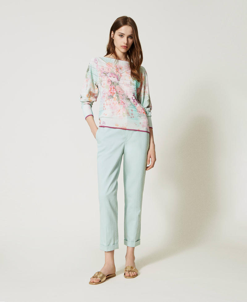 Linen blend cigarette trousers