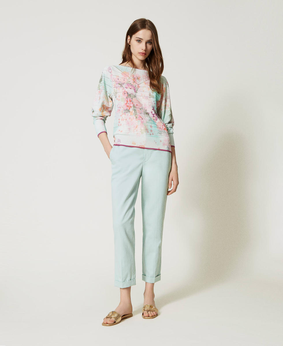 Linen blend cigarette trousers