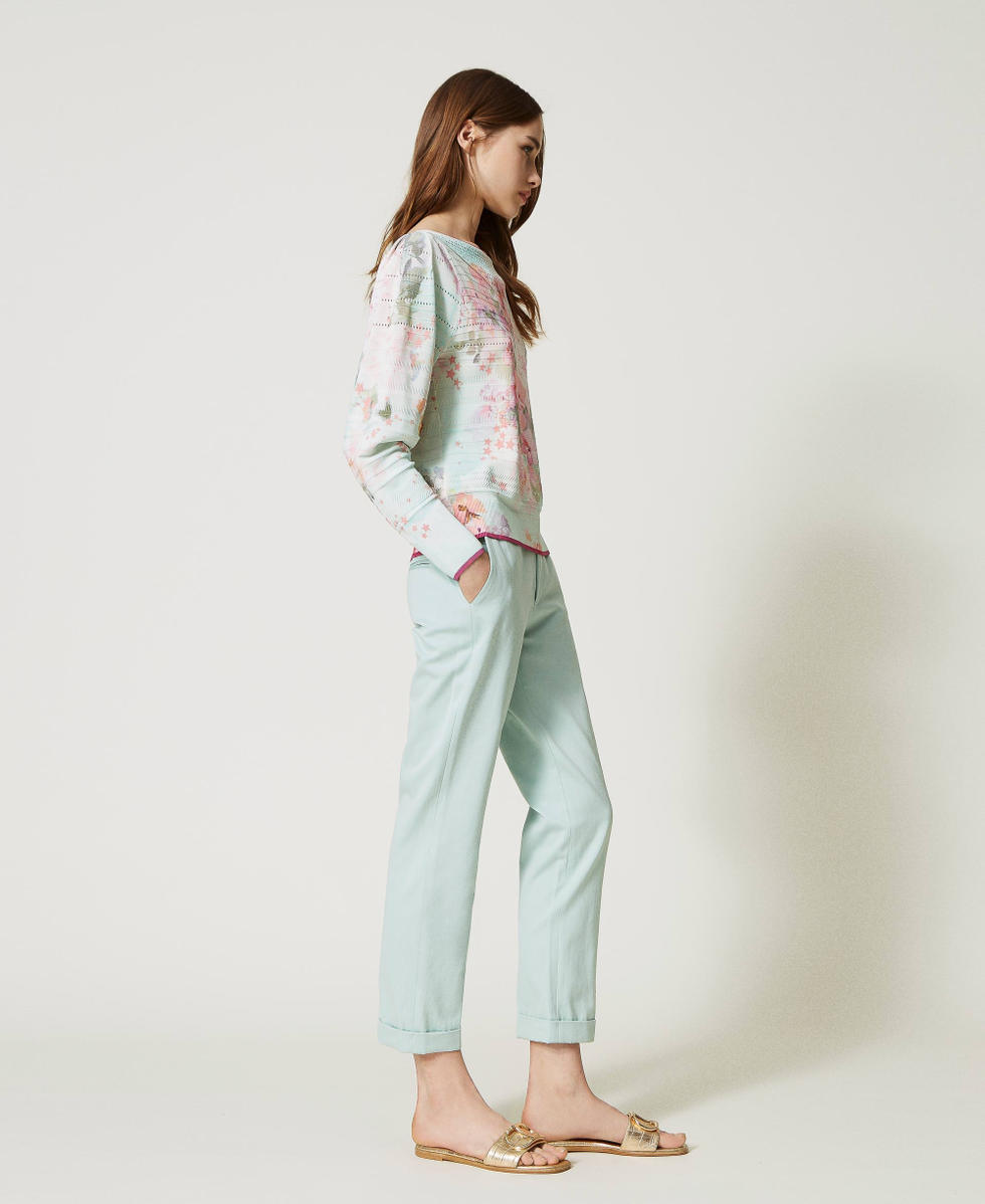Linen blend cigarette trousers