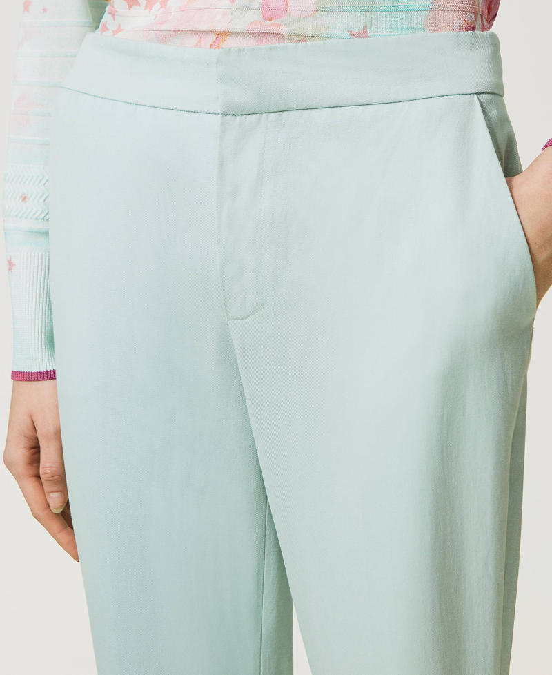 Linen blend cigarette trousers Agave Green Woman 231TP2547-05