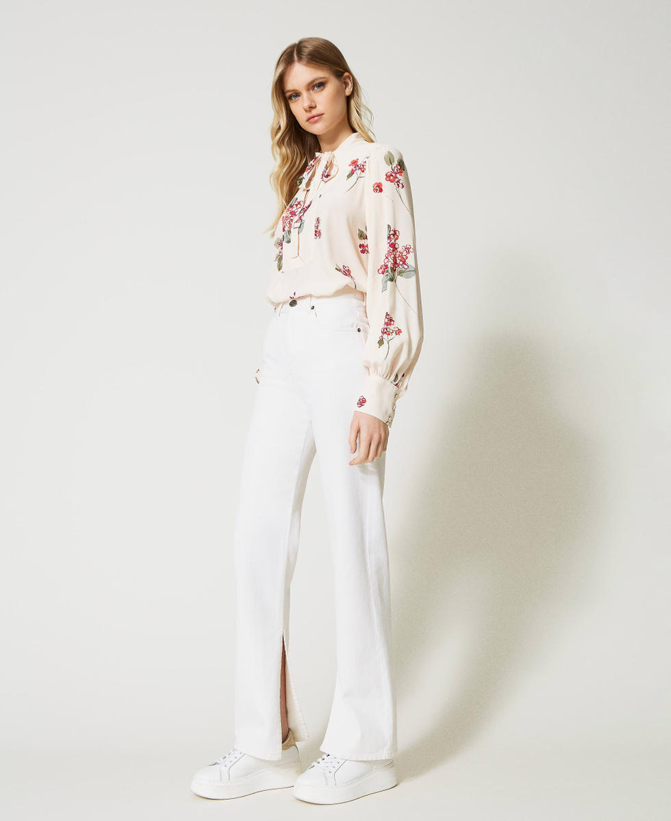 Pantalones de bull de corte recto Mujer Blanco TWINSET Milano