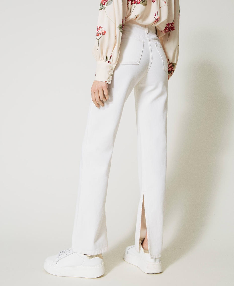 Прямые брюки из саржевого полотна Белый Деним женщина 231TP2571-04