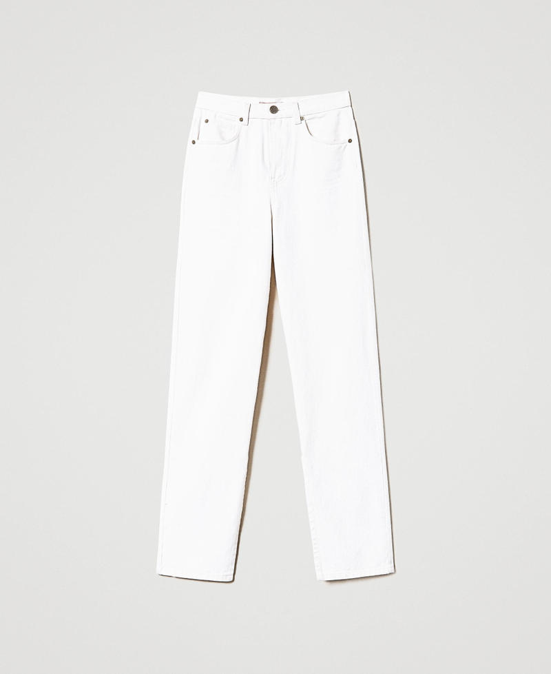 Прямые брюки из саржевого полотна Белый Деним женщина 231TP2571-0S