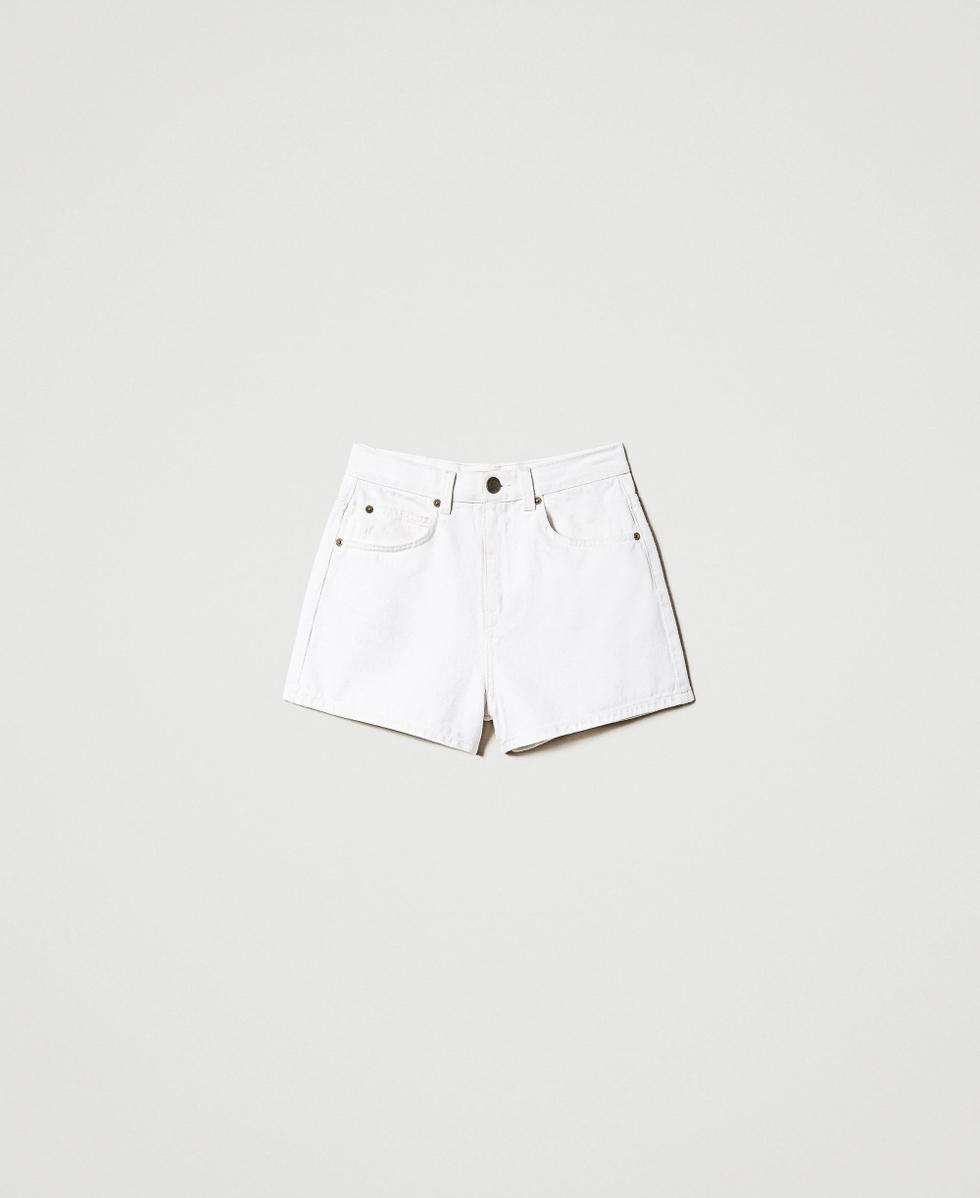 Pantalones cortos de bull con Oval T floral Mujer Blanco TWINSET Milano