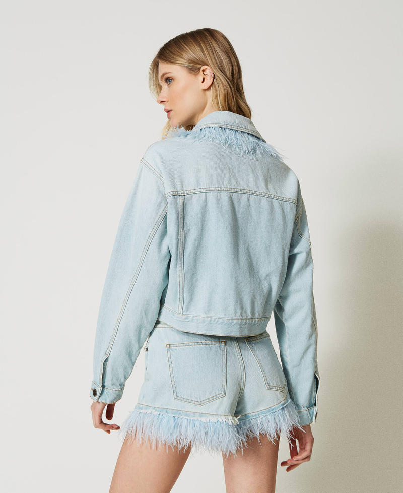 Denim jacket with feathers Light Denim Woman 231TP2620-04