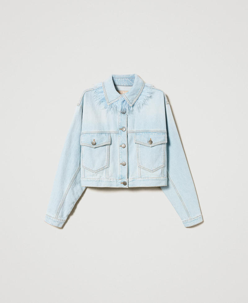 Denim jacket with feathers Light Denim Woman 231TP2620_03498_0S