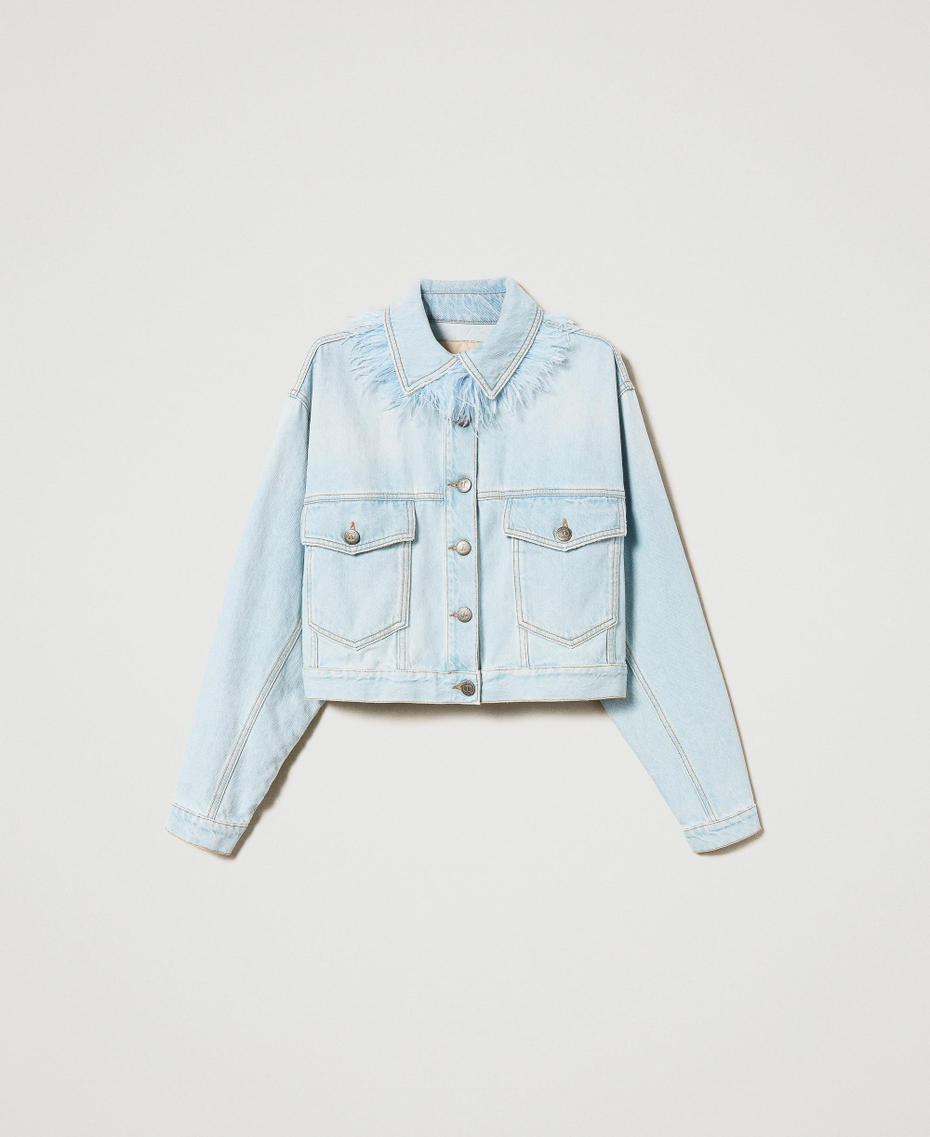 Giacca in jeans con piume