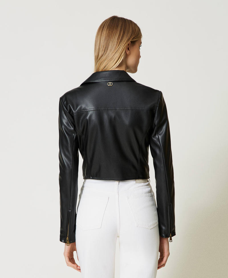 Leather-like biker jacket Dark Rose Woman 231TP262A-04