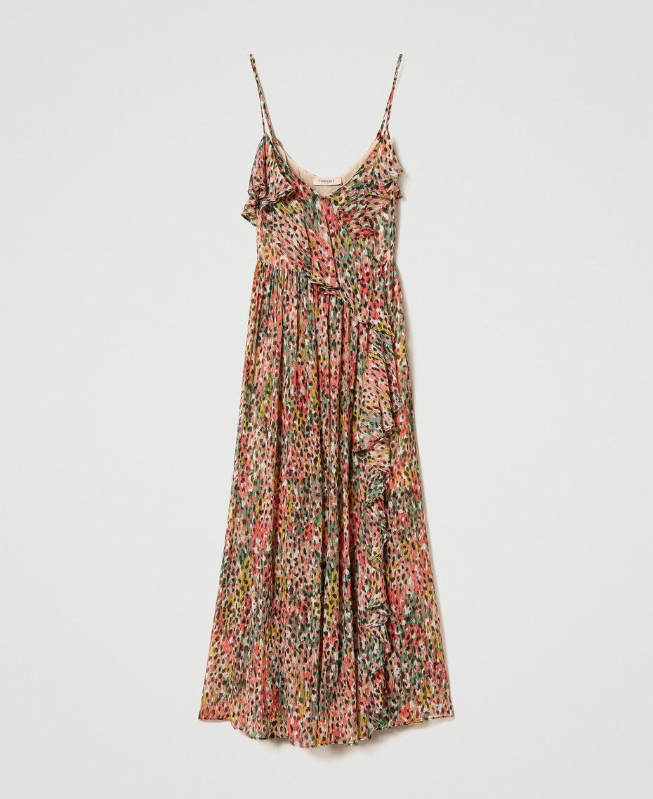 Long creponne dress with animal print