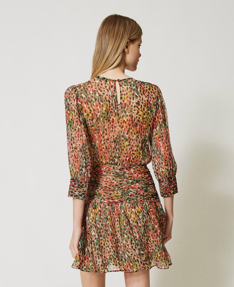 Short creponne dress with animal print