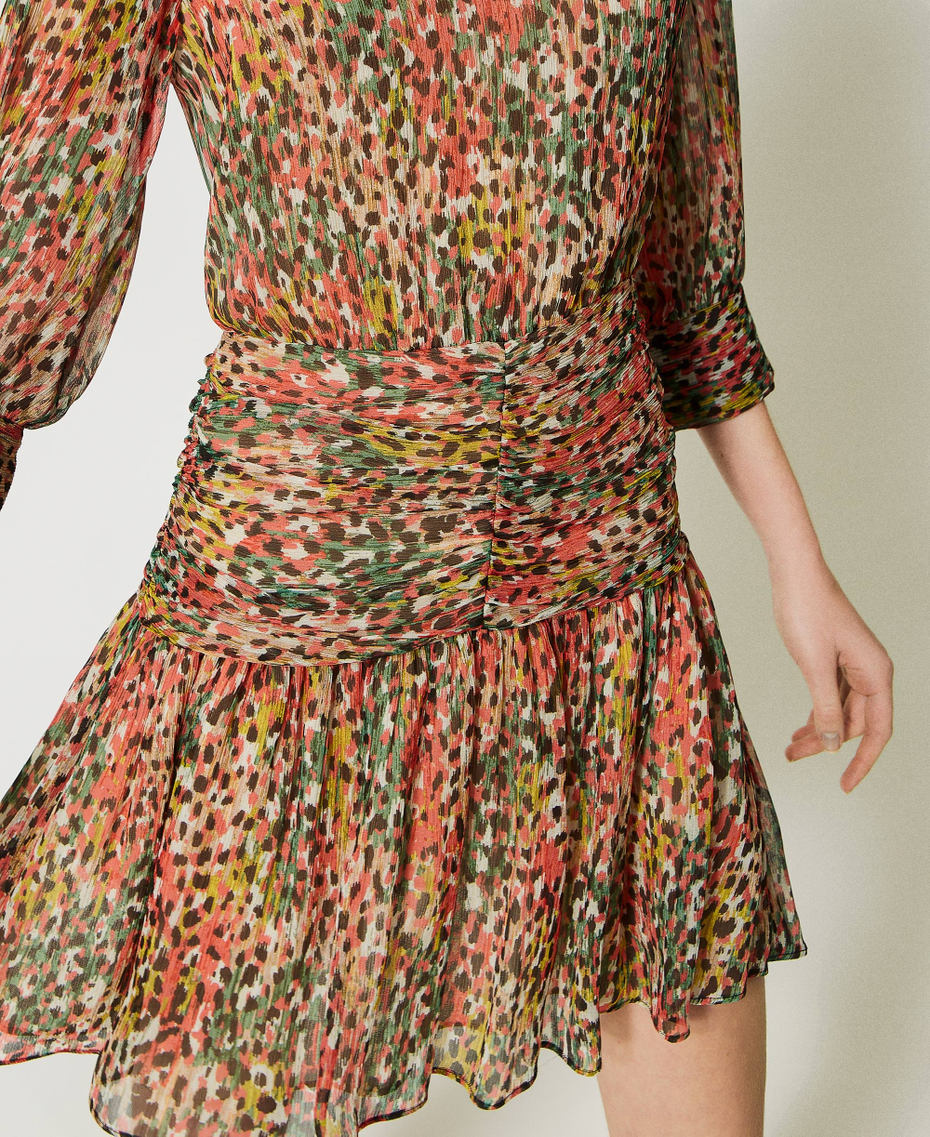 Короткое платье из креп-шифона с животным принтом Принт Цвет Животный принт женщина 231TP2632-05
