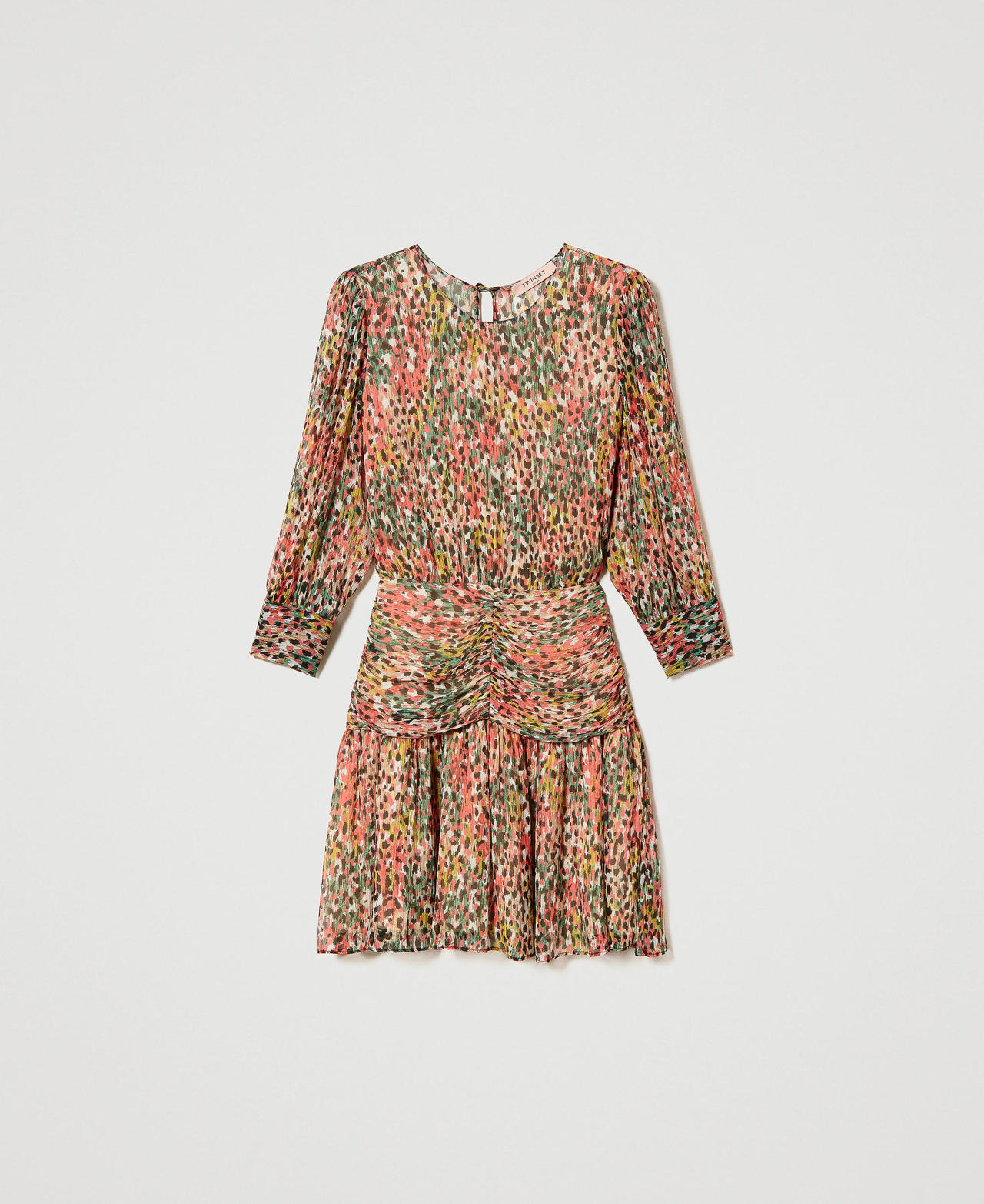 Short creponne dress with animal print