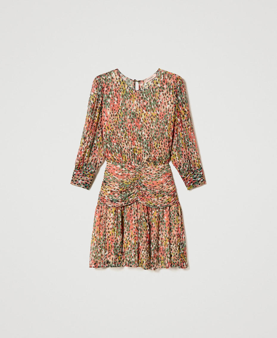Kurzes Kleid aus Krepon mit Animaldessin