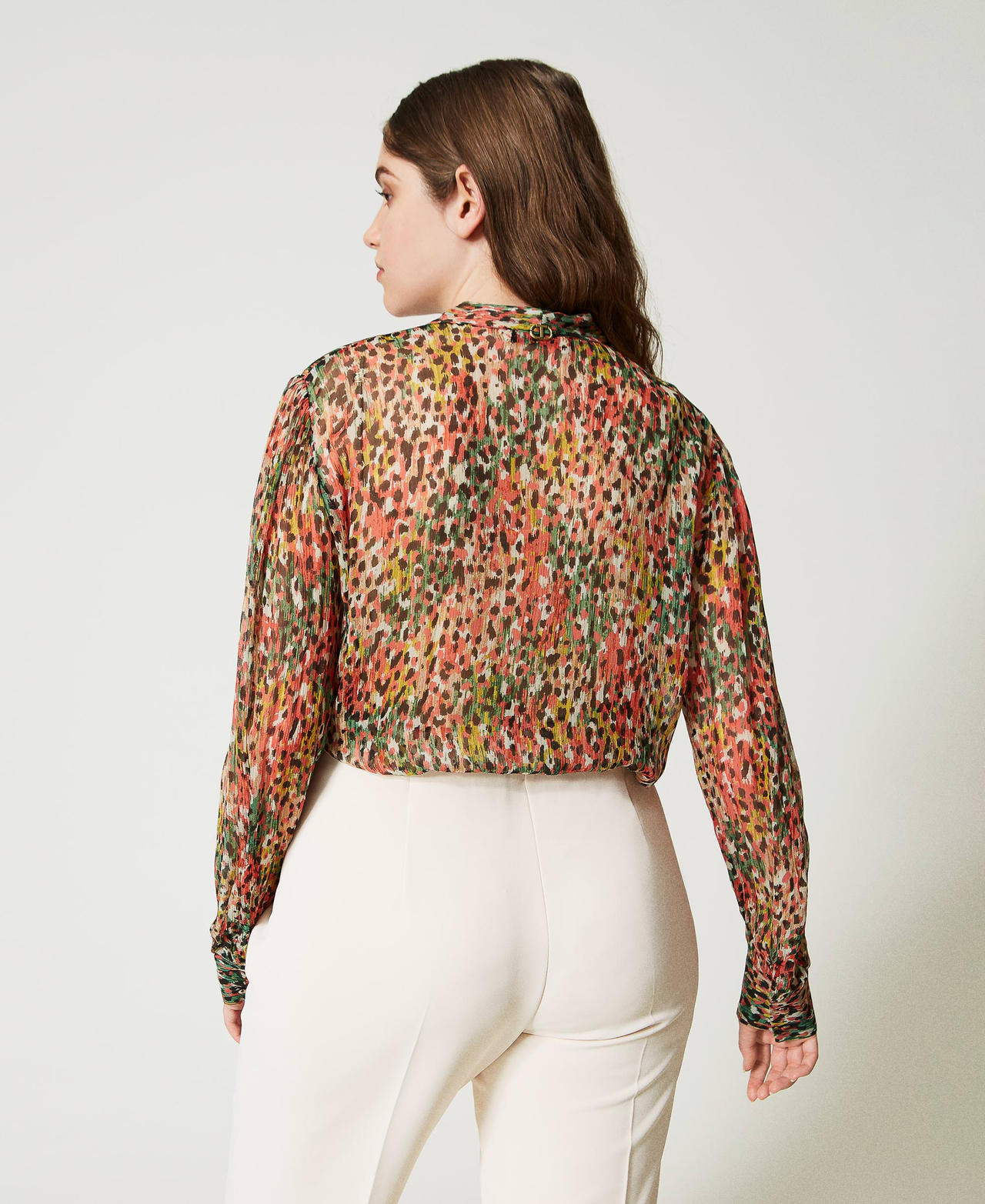 Camicia in creponne animalier