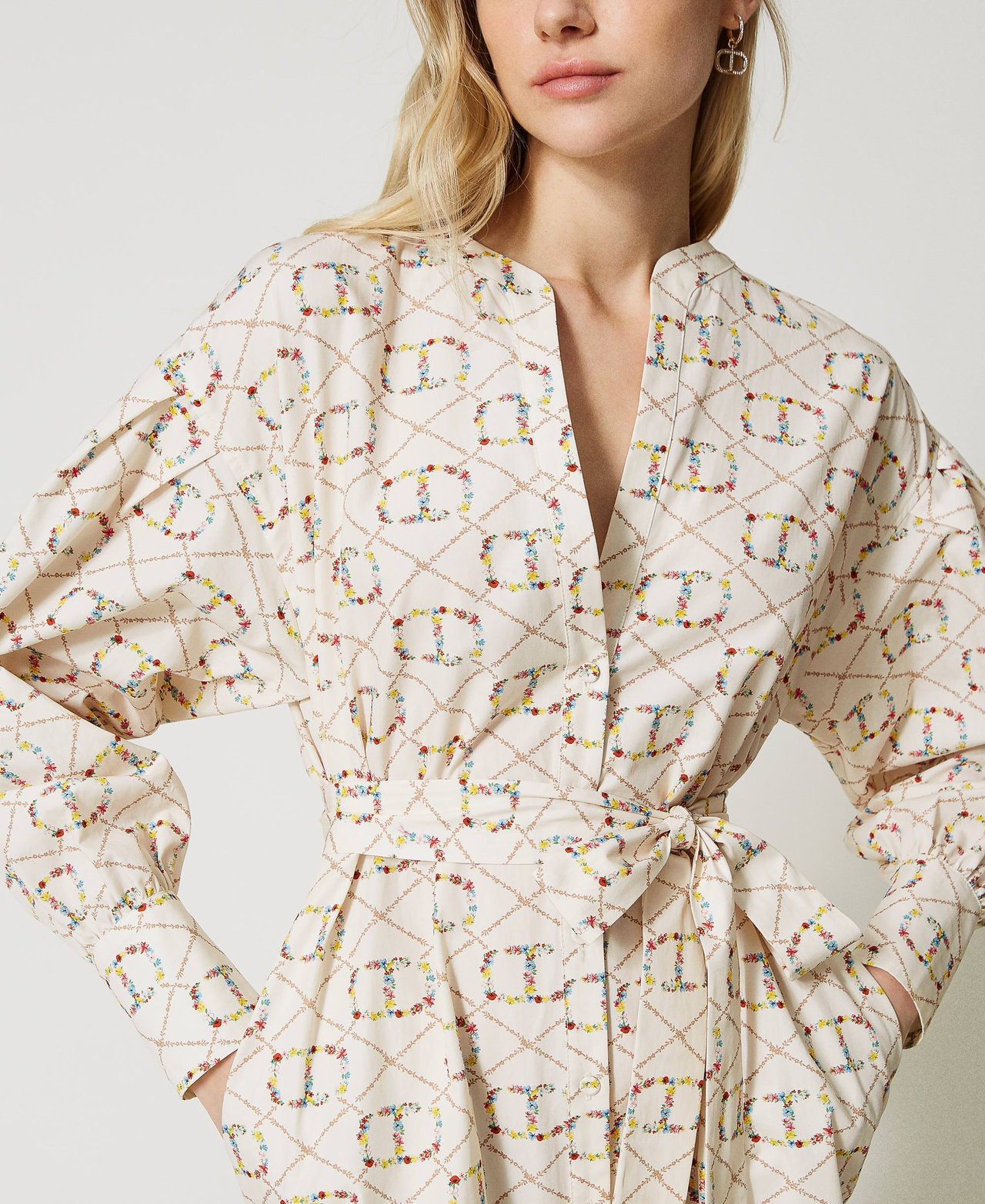 Twinset - Beige shirt dress with monogram print 231TP2640 buy at Symbol