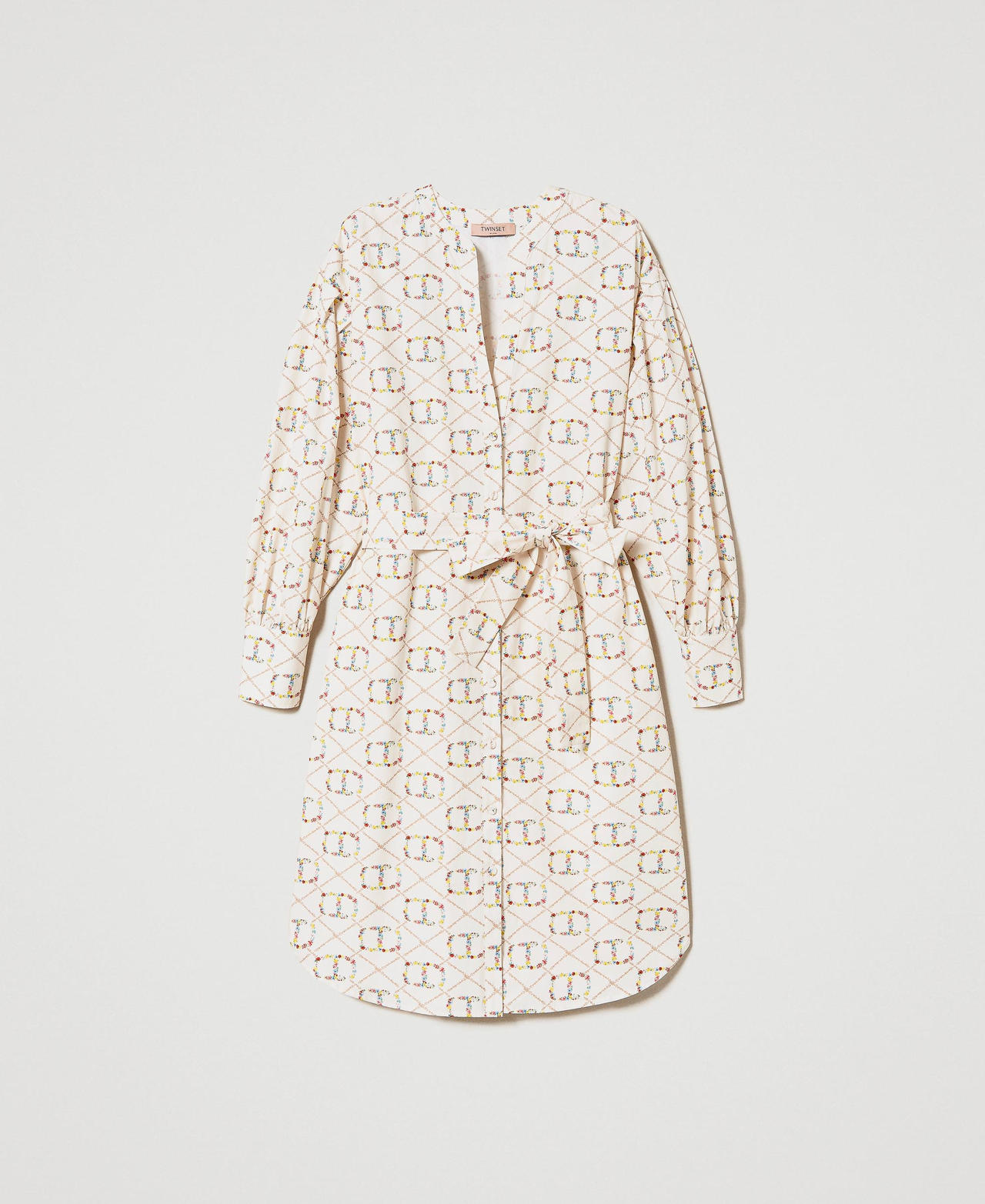 Shirt dress with Oval T logo all over