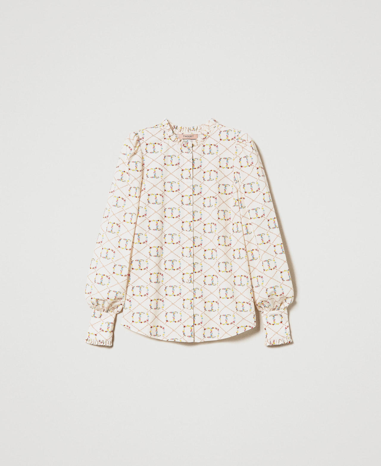 Camicia a maniche lunghe con Oval T all over Stampa Flower OVAL T Multicolor Donna 231TP2641_10396_0S