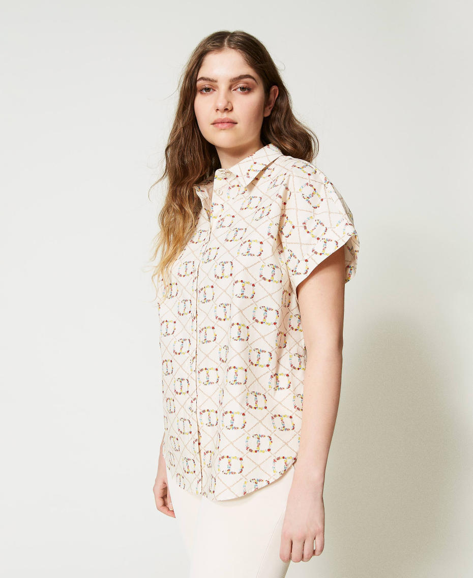 Camicia a maniche corte con Oval T all over