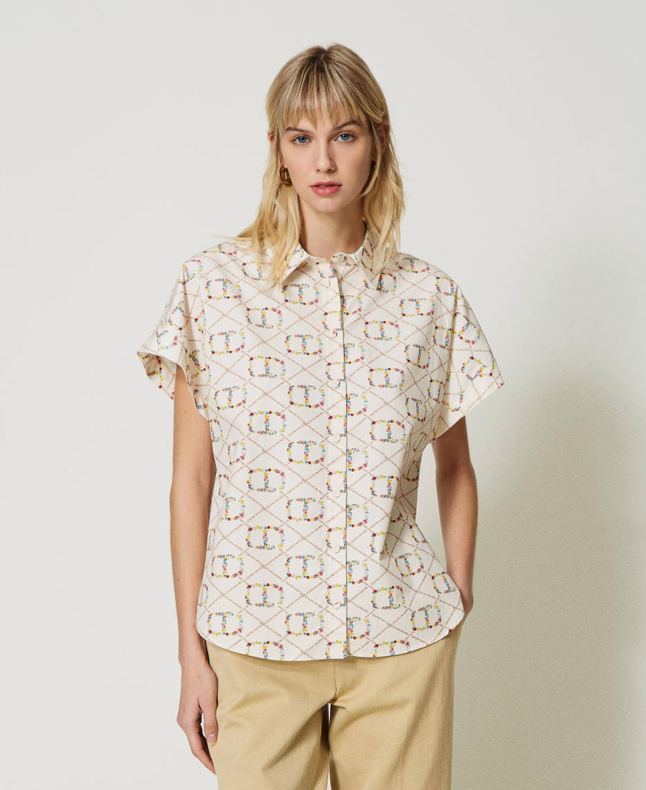 Camicia a maniche corte con Oval T all over