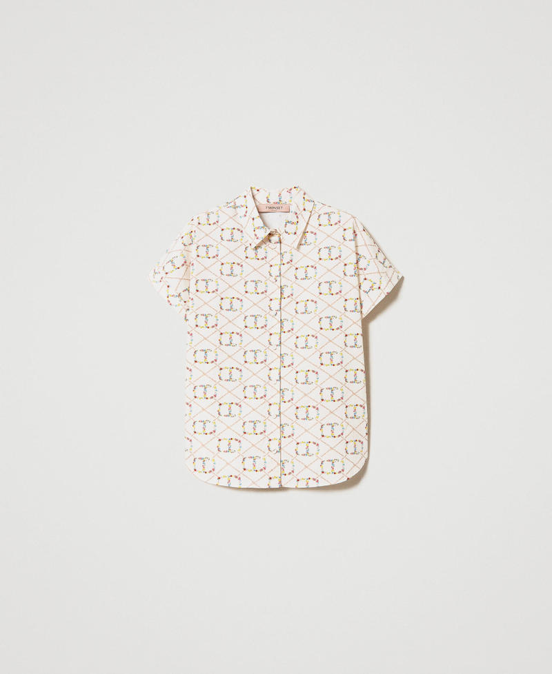 Camicia a maniche corte con Oval T all over