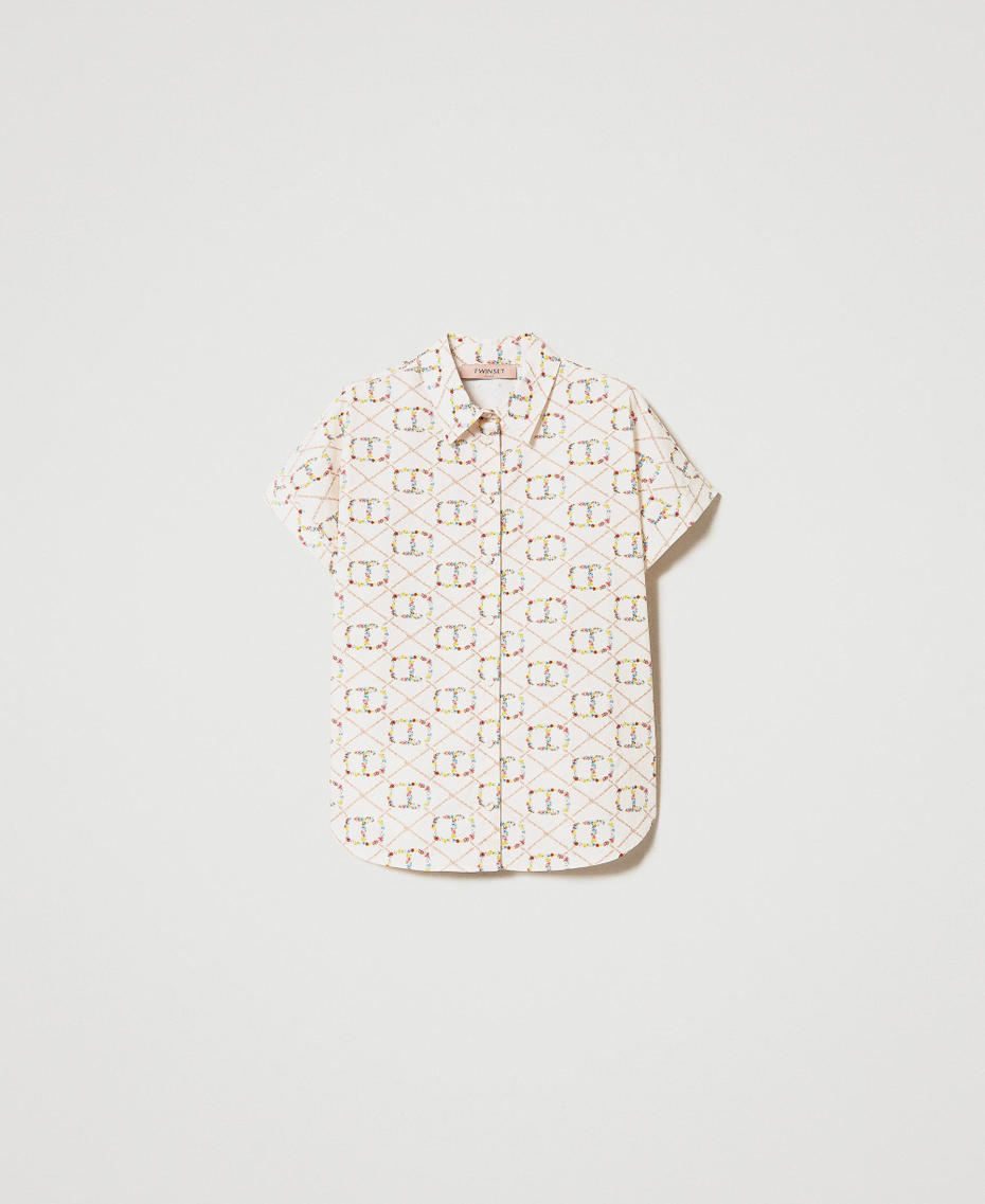 Camicia a maniche corte con Oval T all over