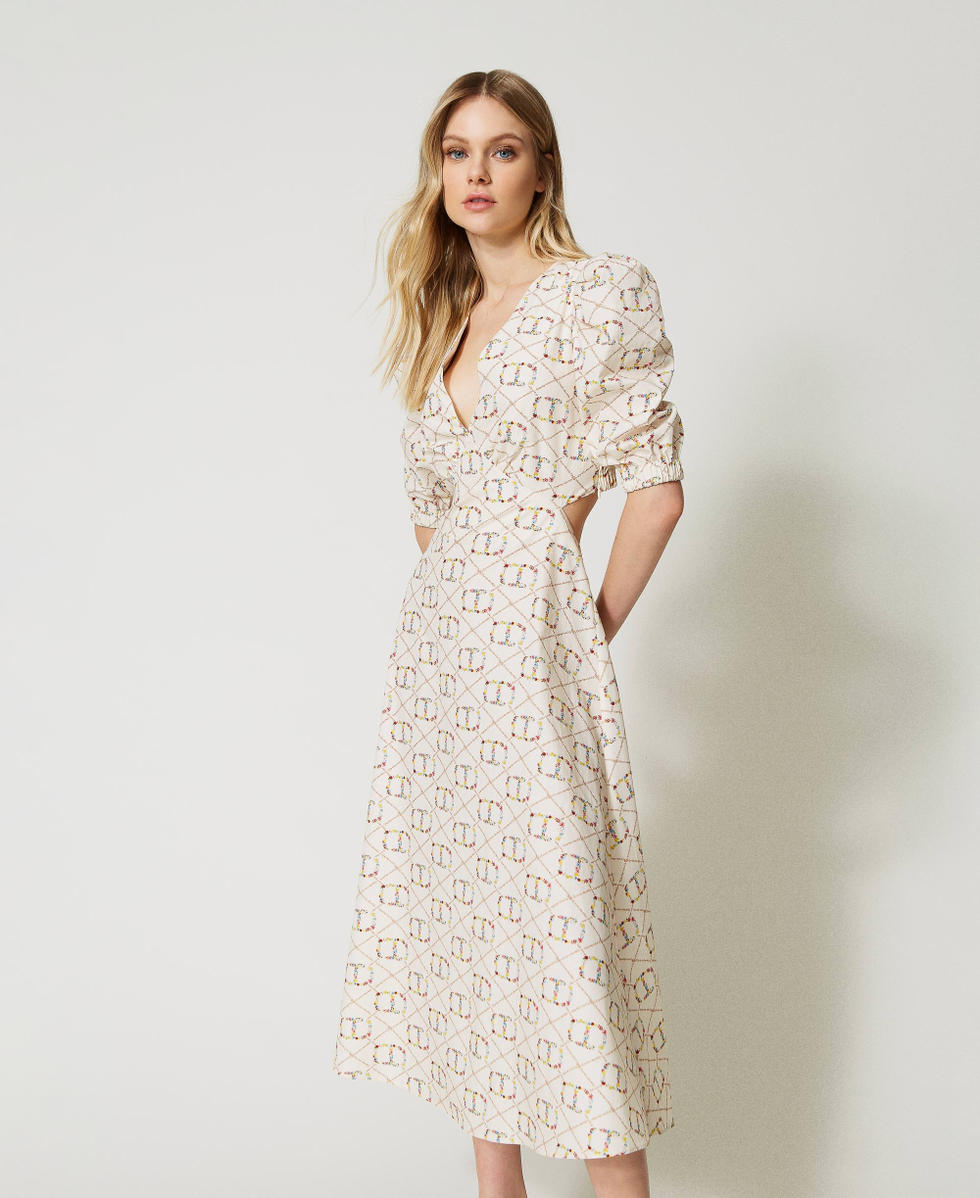 Robe mi-longue avec Oval T all-over