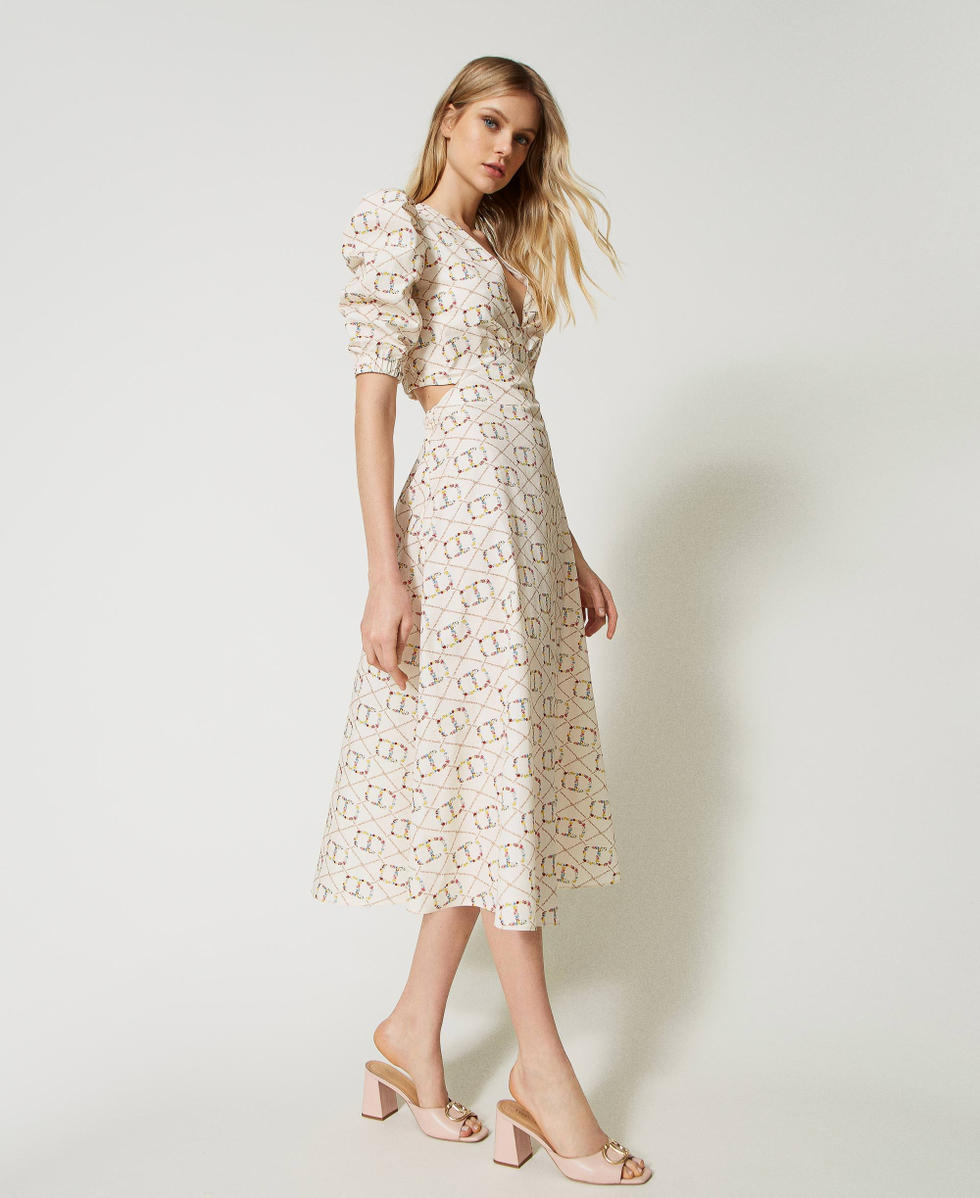Robe mi-longue avec Oval T all-over