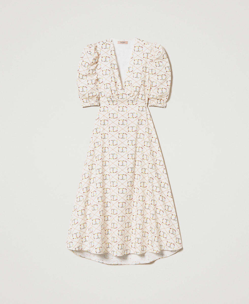 Robe mi-longue avec Oval T all-over
