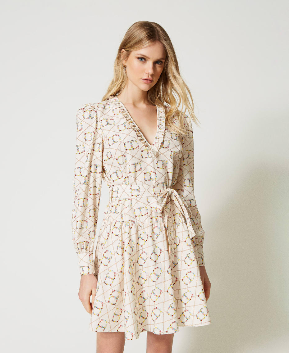 Short dress with Oval T logo all over