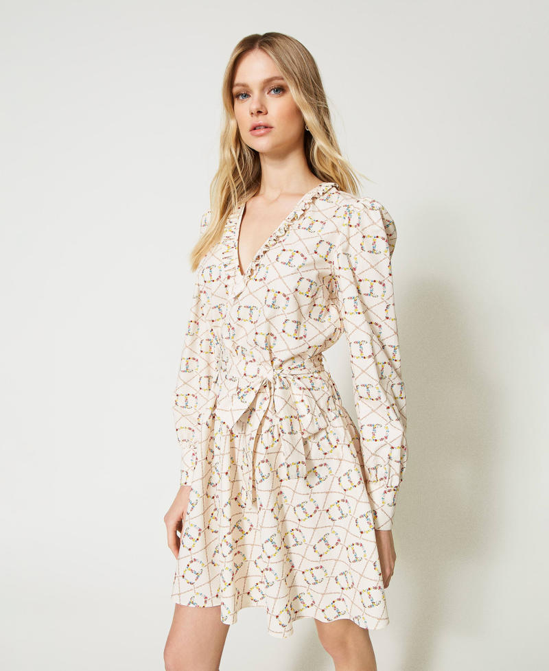 Short dress with Oval T logo all over