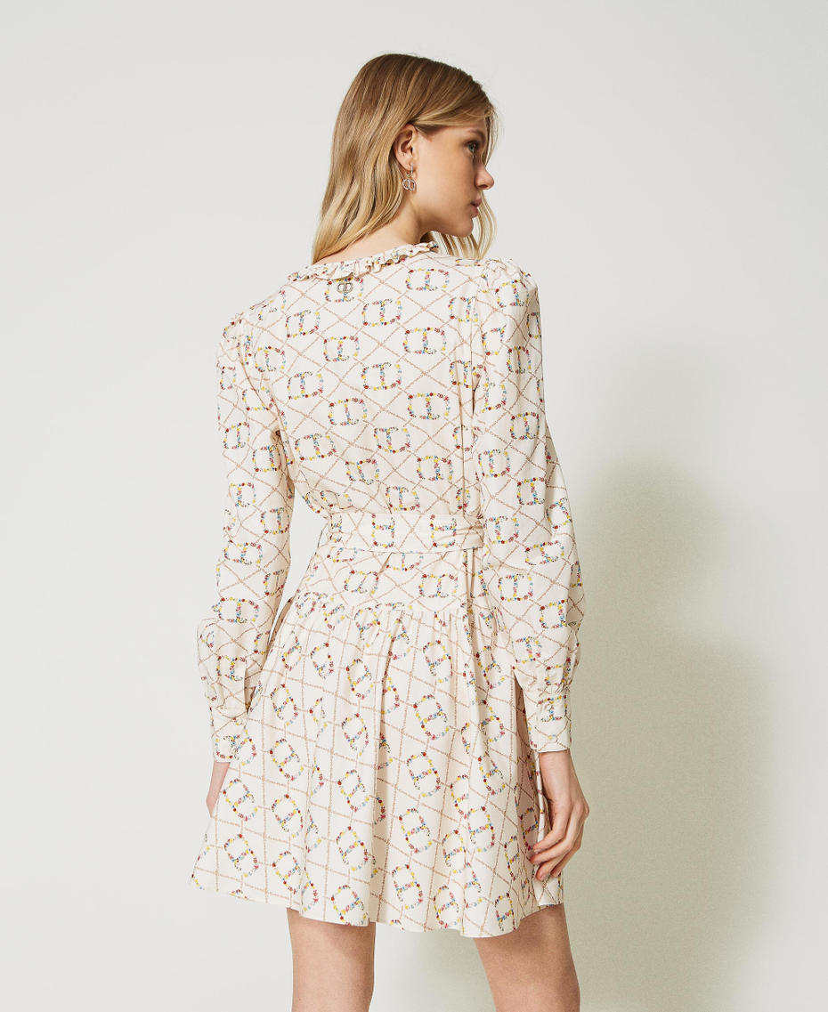 Short dress with Oval T logo all over