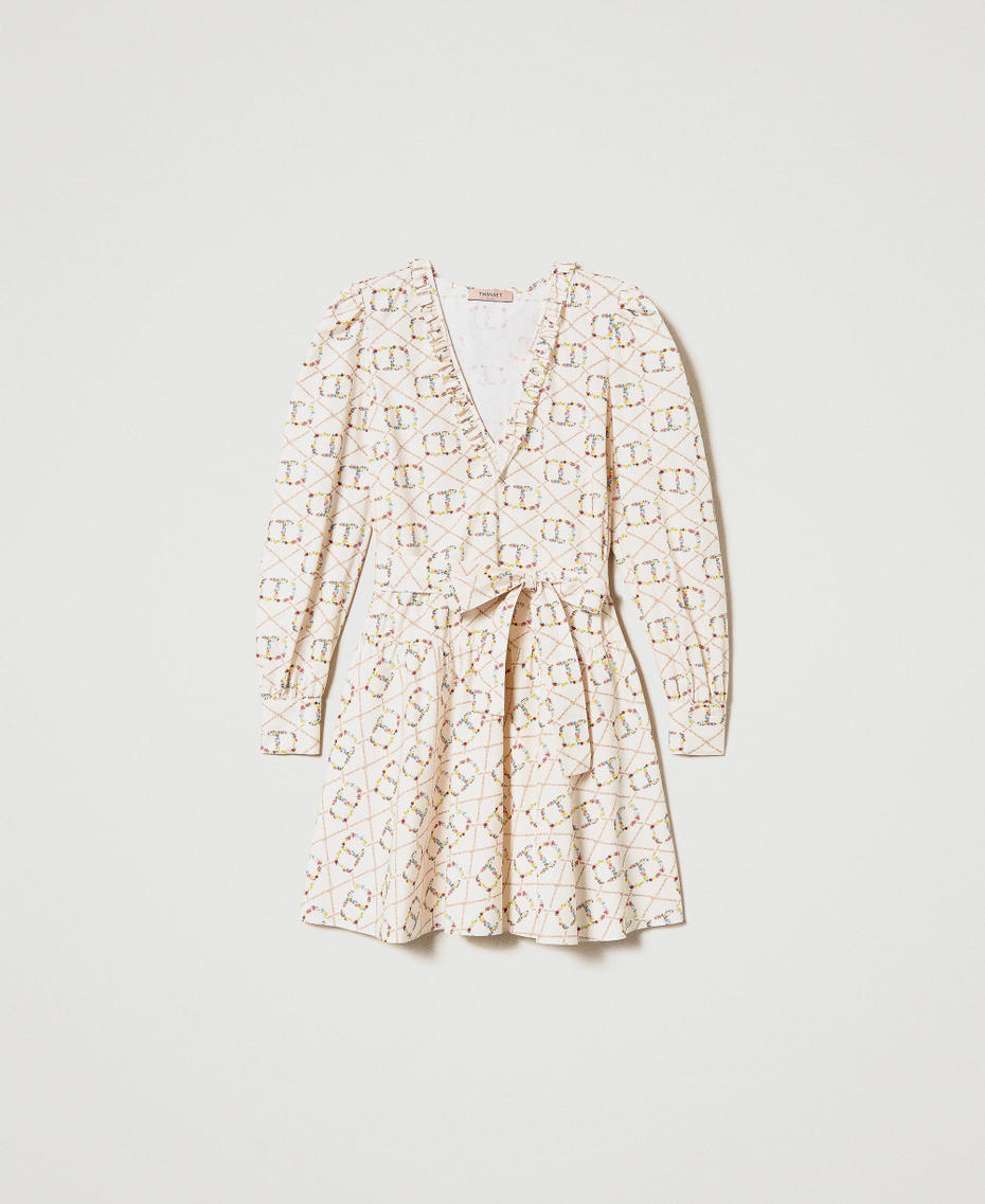 Kurzes Kleid mit Allover-Oval T-Logos