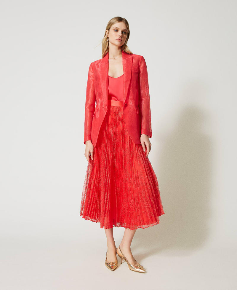 Long pleated lace skirt Azalea Pink Woman 231TP2691_00453_02