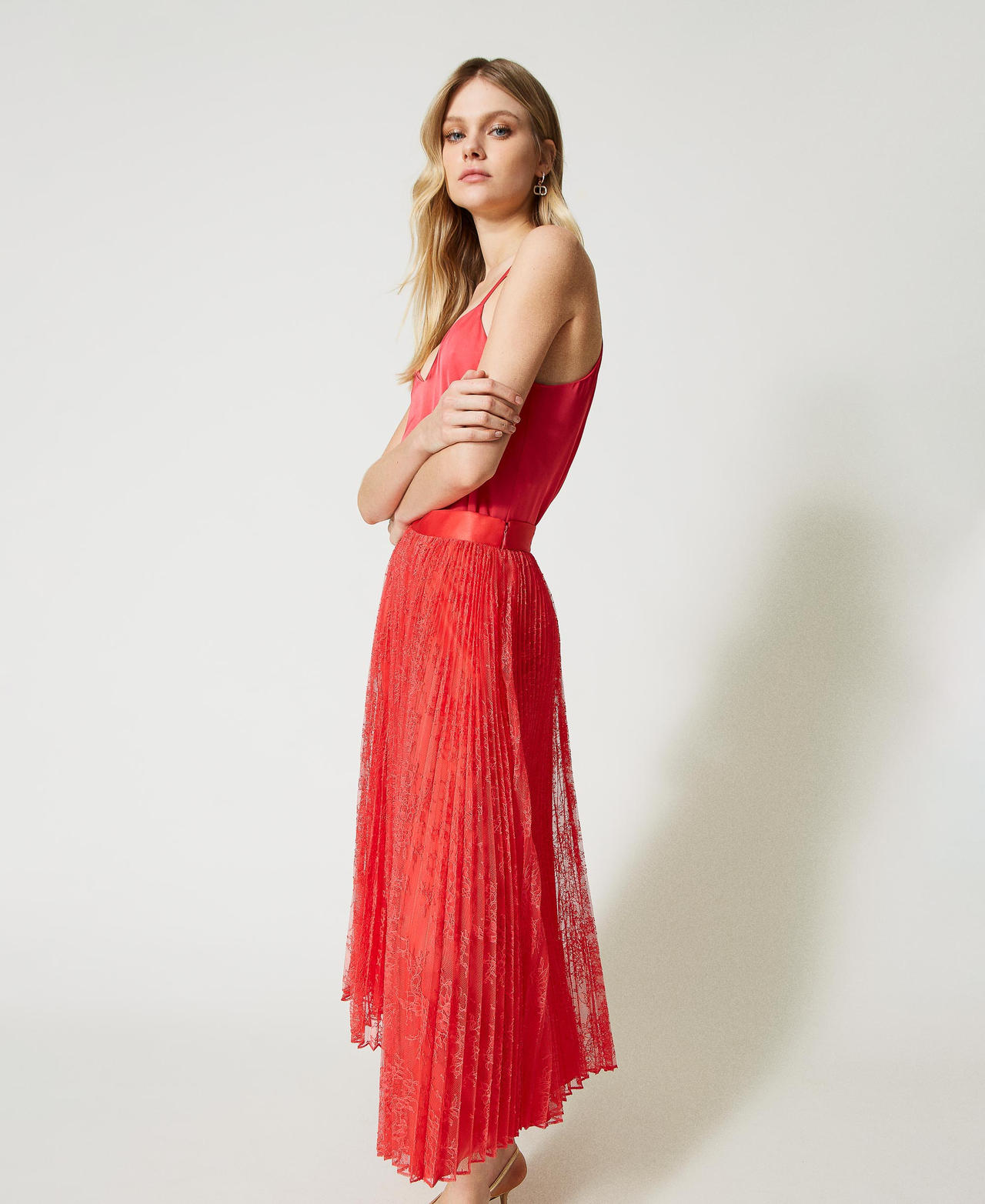 Gonna lunga in pizzo plisse Donna Rosa TWINSET Milano
