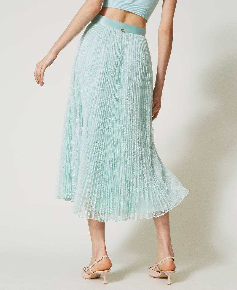 Lacing Knitted Skirt in Olive Viscose and Polyester
