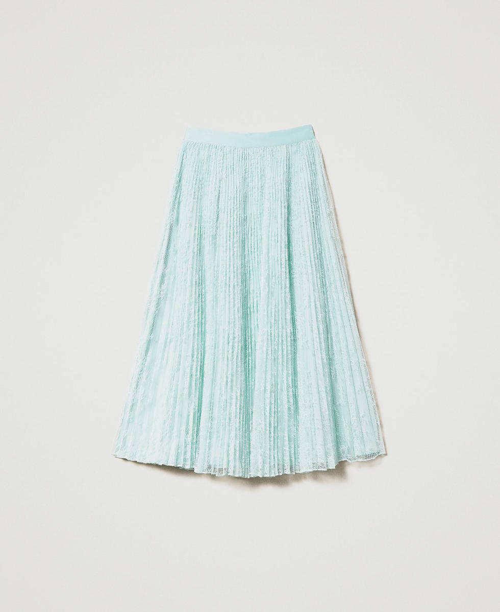 Green pleated lace skirt sales