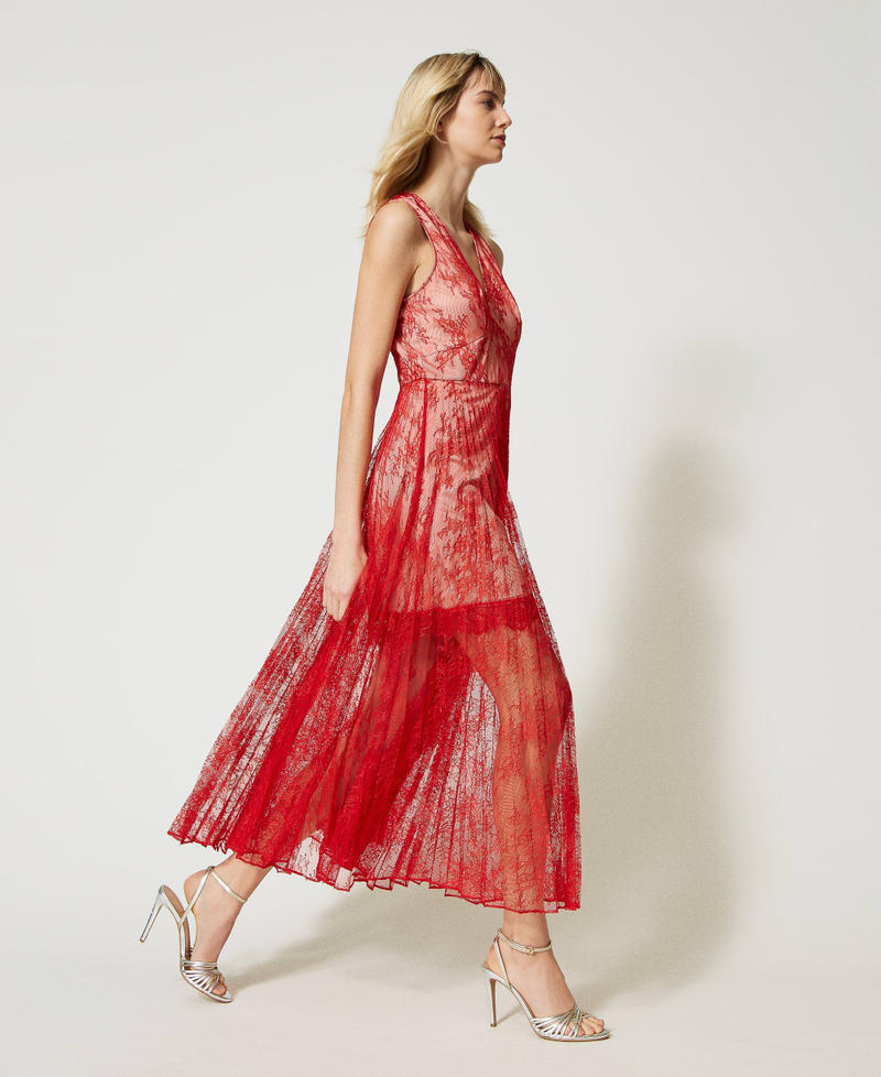 Длинное кружевное платье с плиссировкой Красный Мак женщина 231TP2692-03