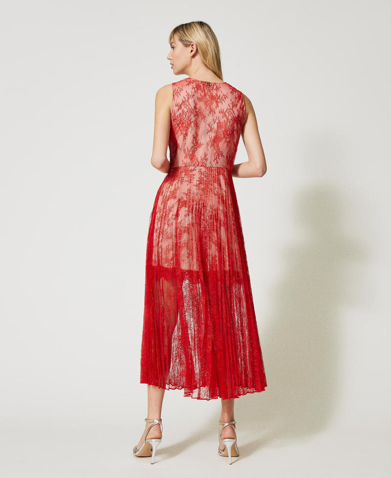 Long pleated lace dress Poppy Red Woman 231TP2692-04