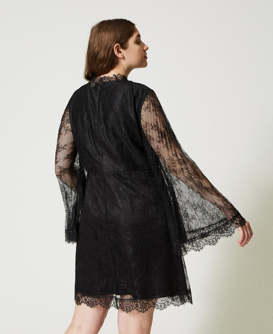 Abito corto in pizzo plisse Donna Nero TWINSET Milano