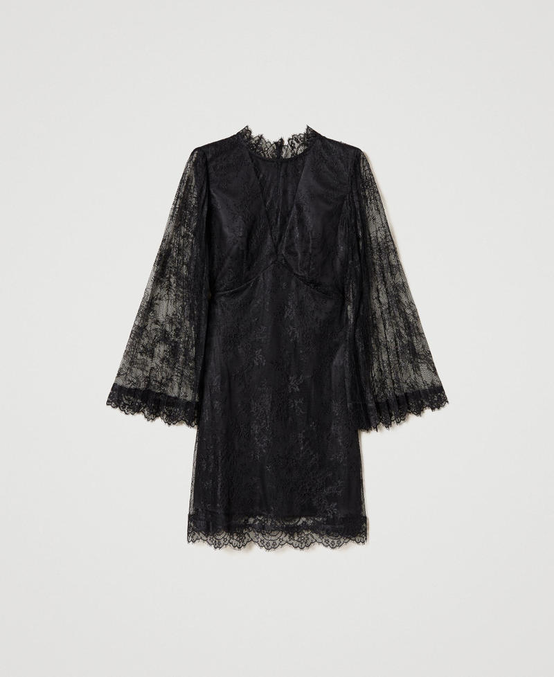Robe courte en dentelle plissée Noir Femme 231TP2693-0S