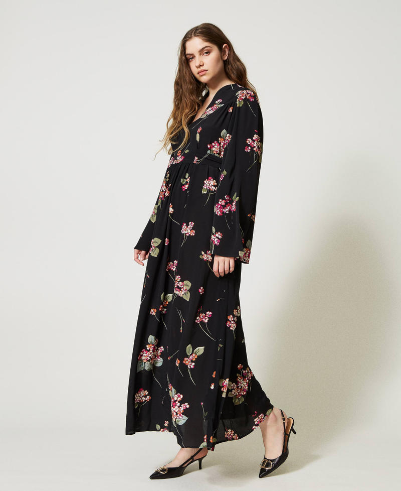 Robe longue en crépon floral