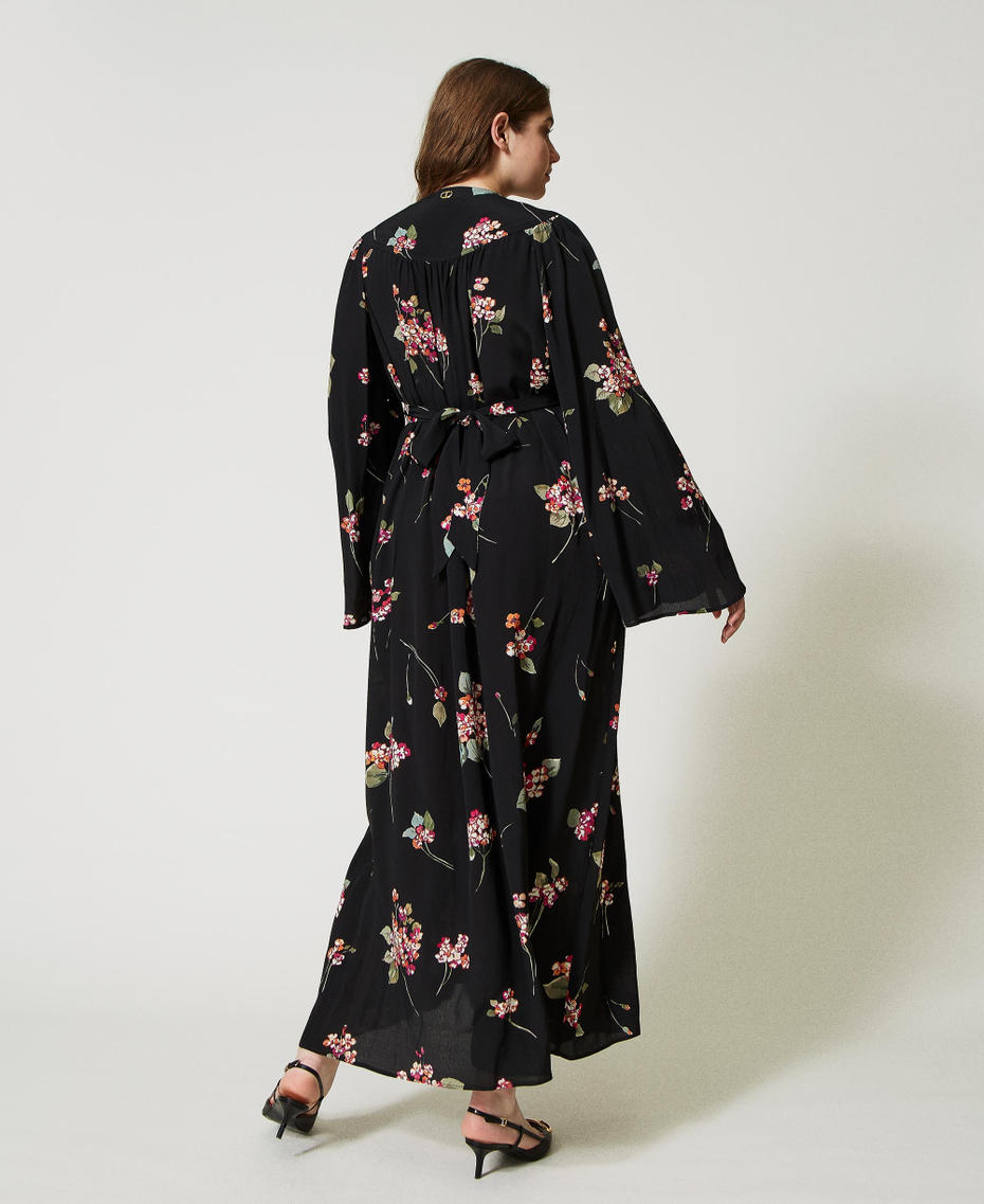 Robe longue en crépon floral