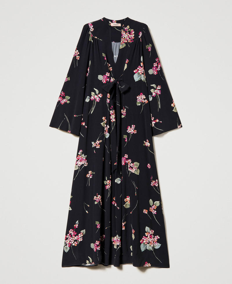 Robe longue en crépon floral