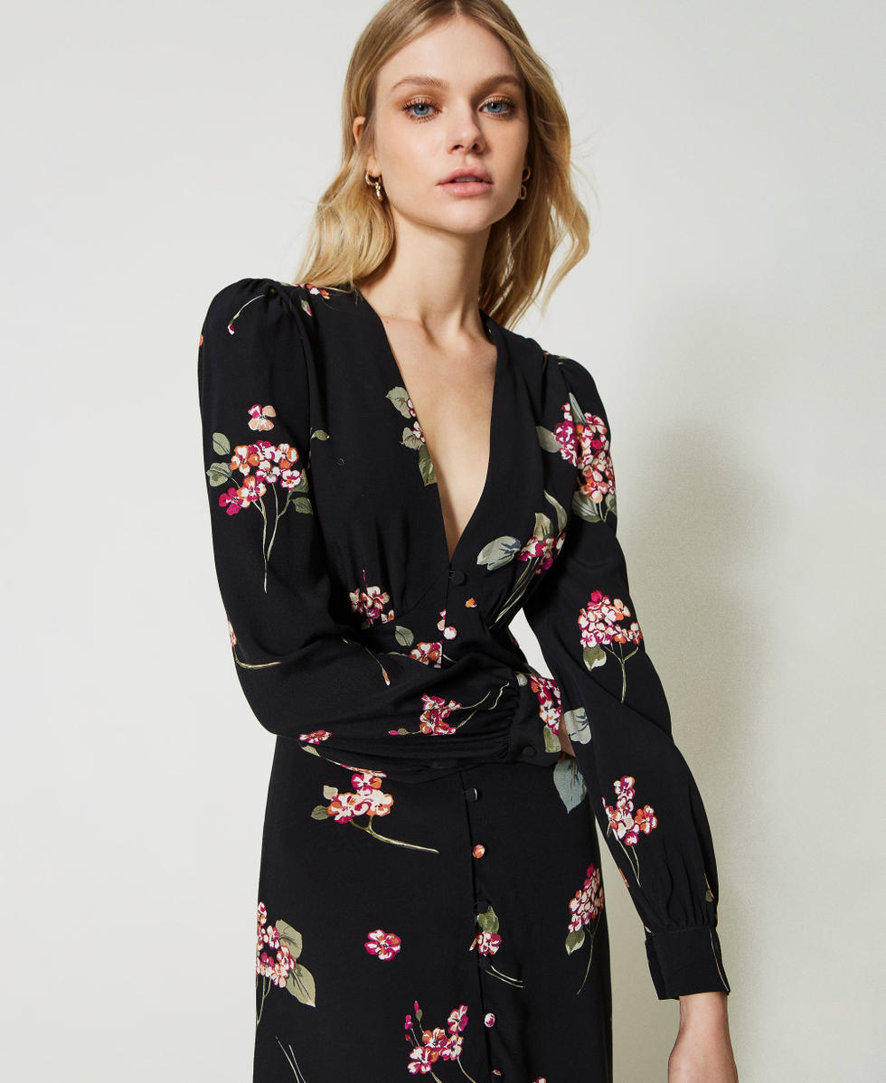 Abito nero a fiori on sale