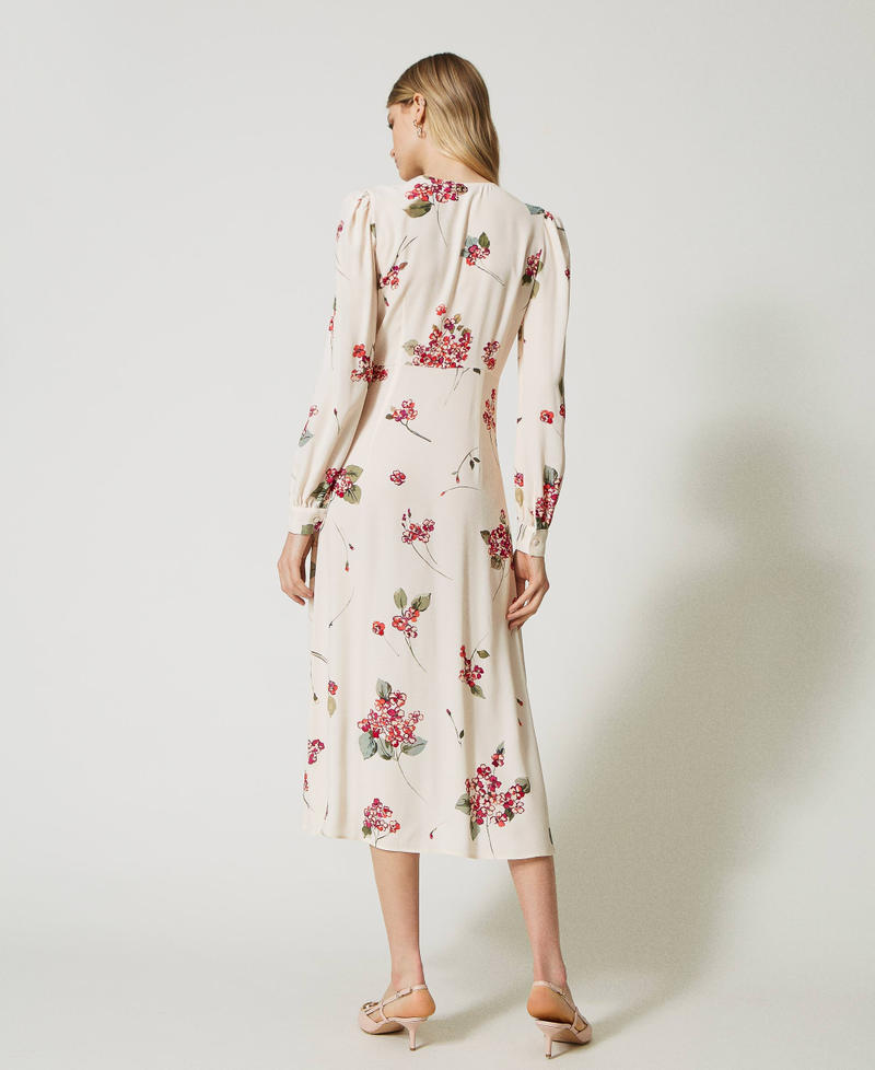 Robe mi-longue en crépon floral