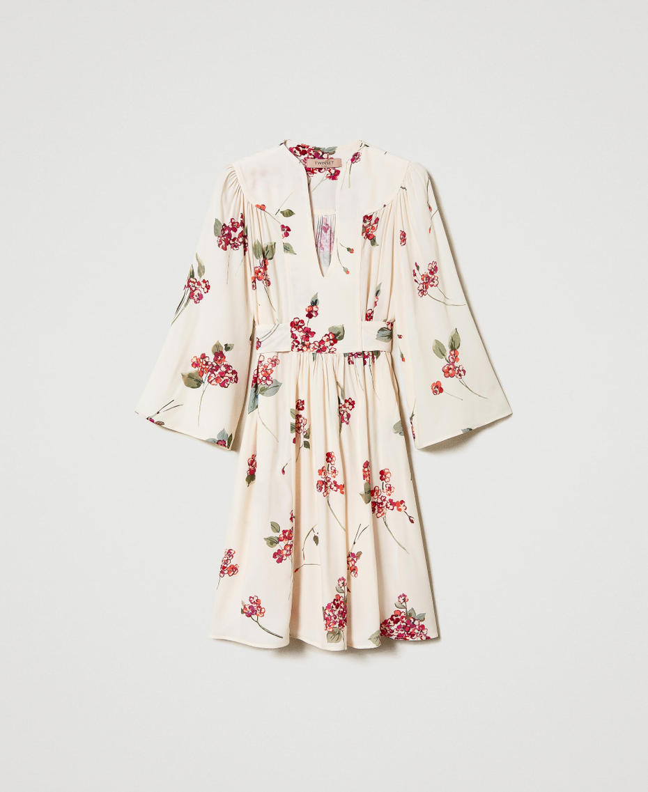 Short floral cr&ecirc;pe dress