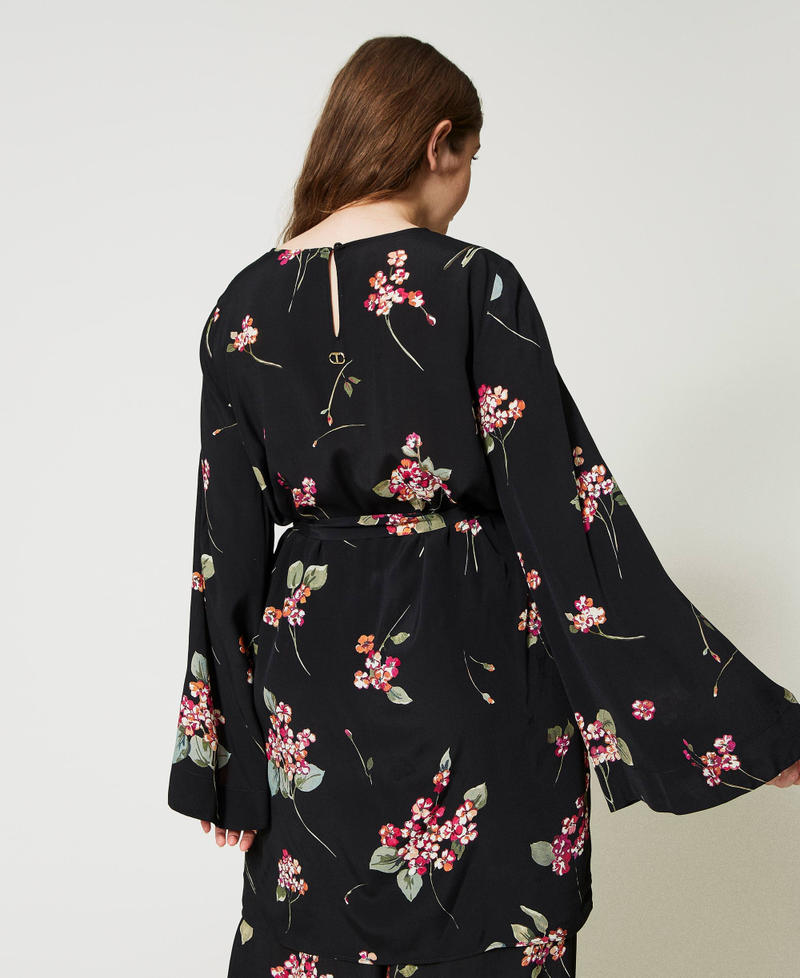 Crêpe tunic dress with floral print