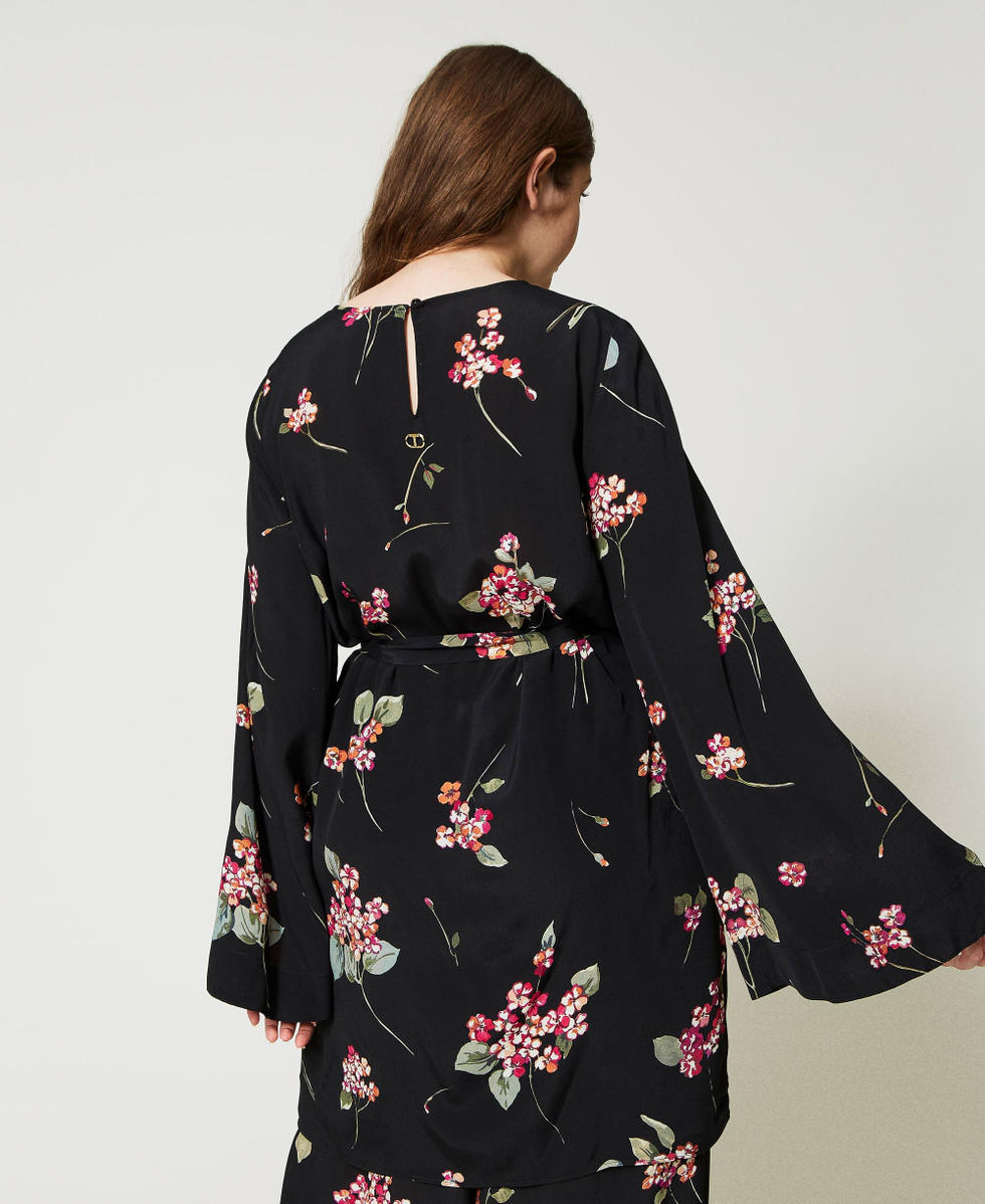 Black floral tunic dress sales