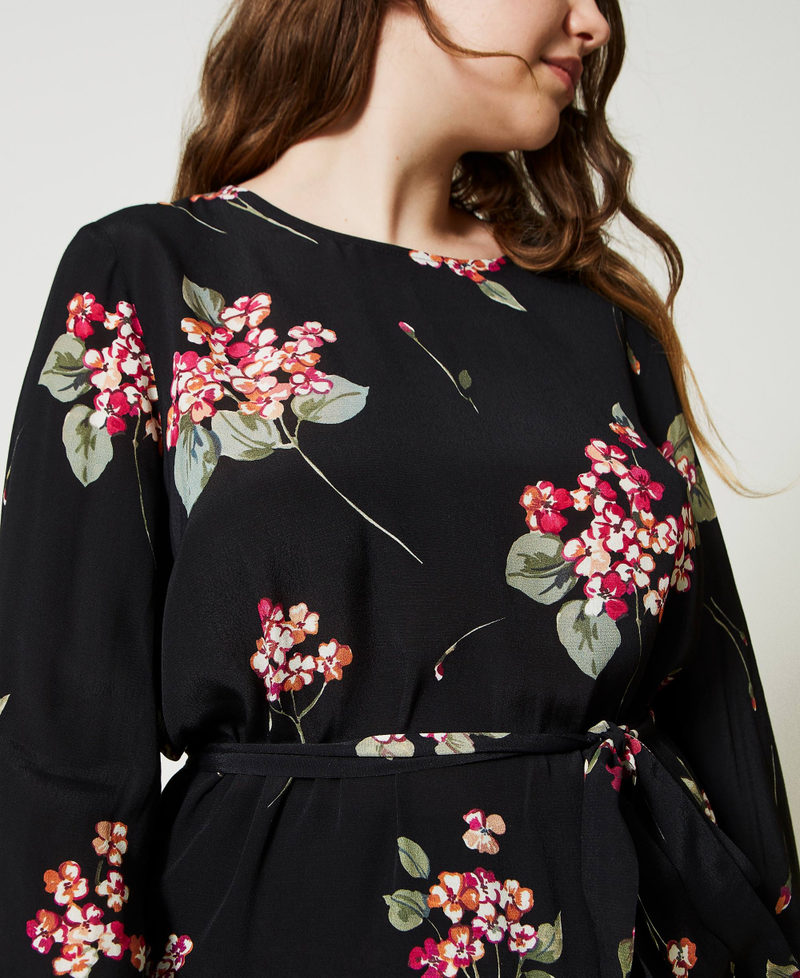 Crêpe tunic dress with floral print